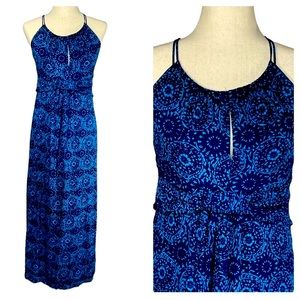 Nanette Lepore Maxi Dress Women Size 12 Sleeveless Blue Made in USA Side Zip